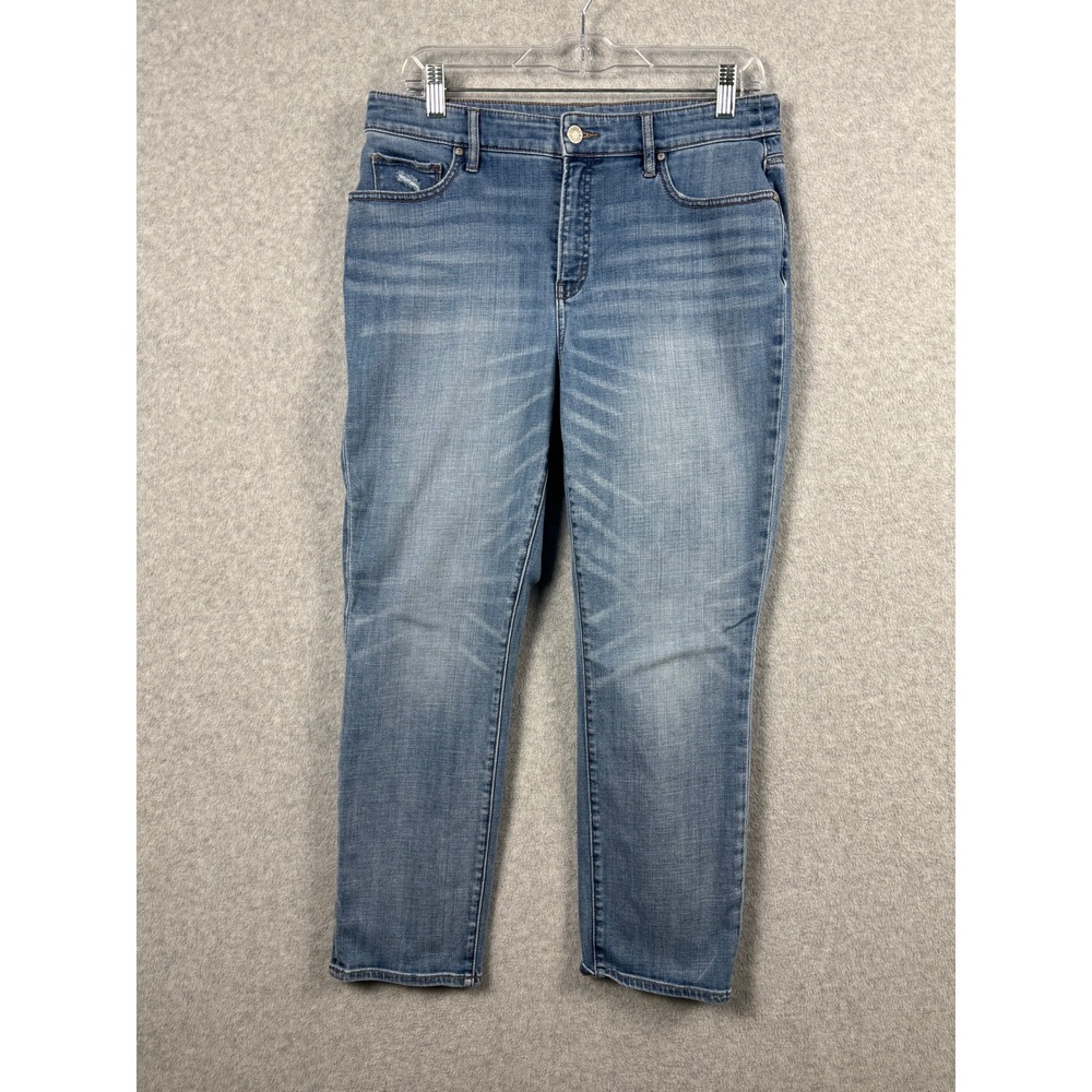 Old Navy Girlfriend Jeans Womens 10 Blue Mid-Rise Cropped Stretch Denim